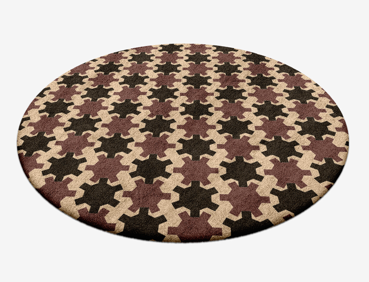 Gears Geometric Round Hand Tufted Bamboo Silk Custom Rug by Rug Artisan