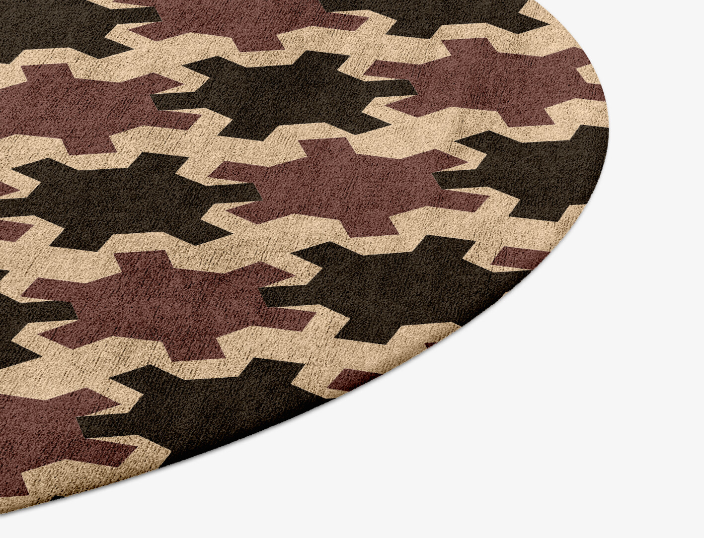 Gears Geometric Round Hand Tufted Bamboo Silk Custom Rug by Rug Artisan