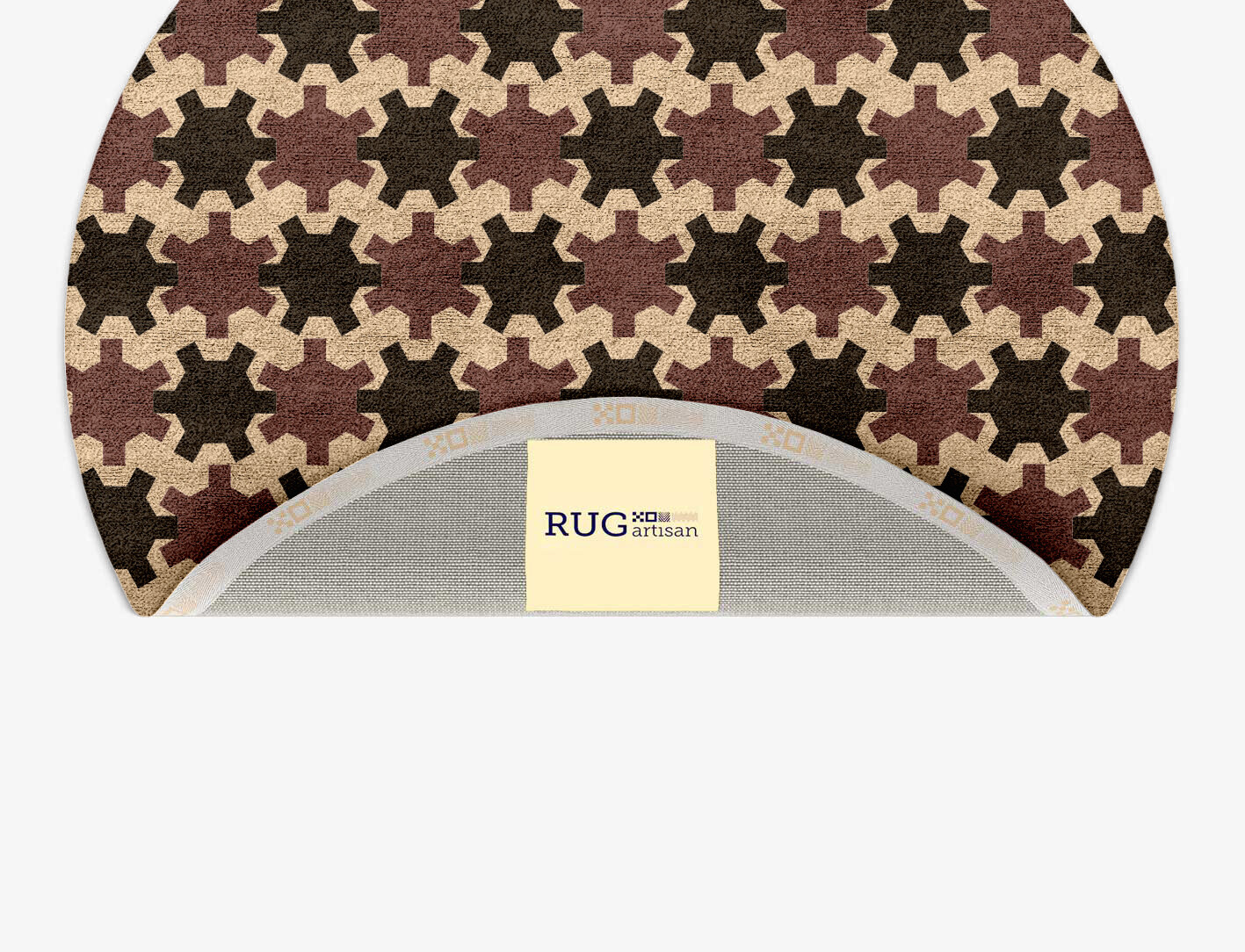 Gears Geometric Round Hand Tufted Bamboo Silk Custom Rug by Rug Artisan