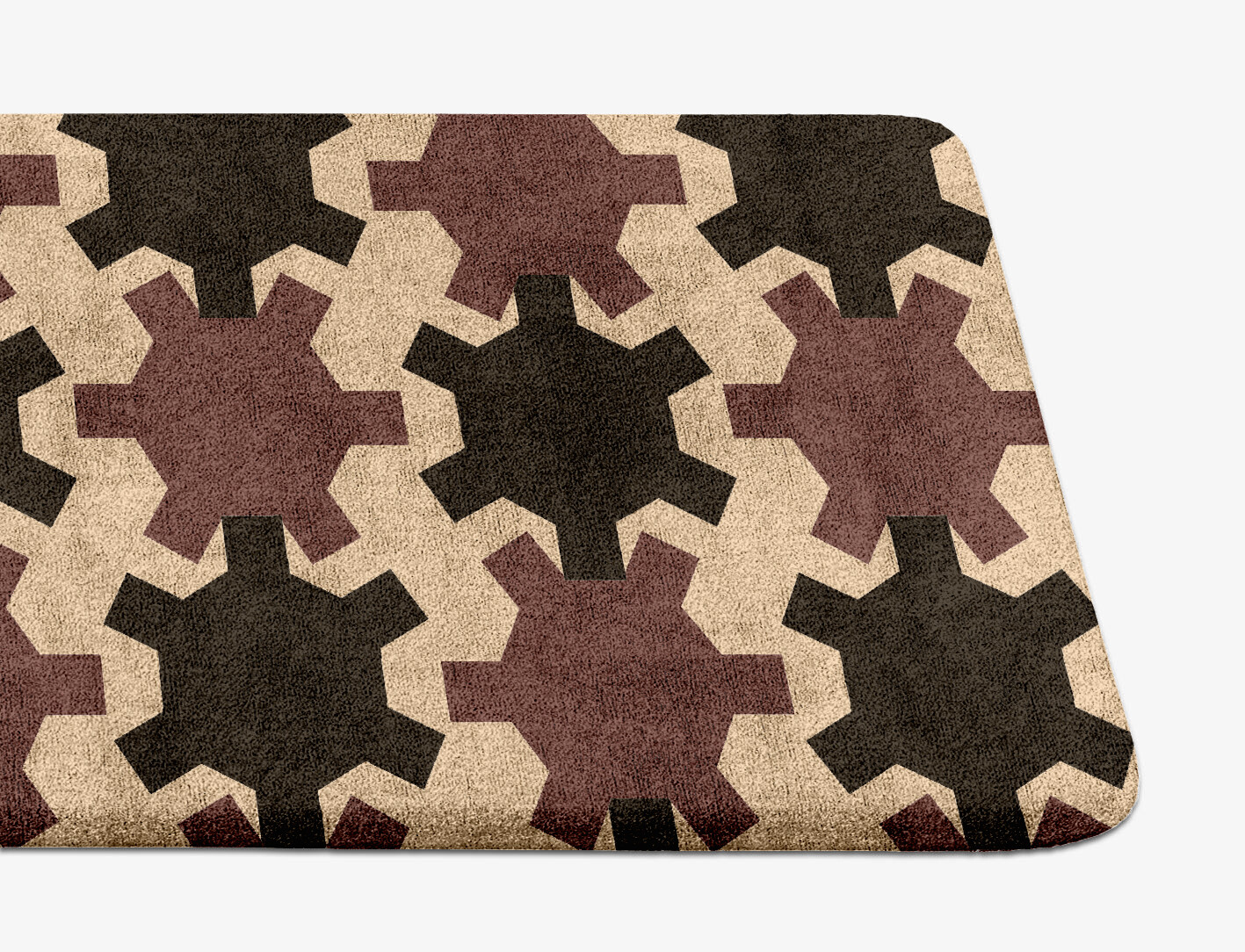 Gears Geometric Runner Hand Tufted Bamboo Silk Custom Rug by Rug Artisan