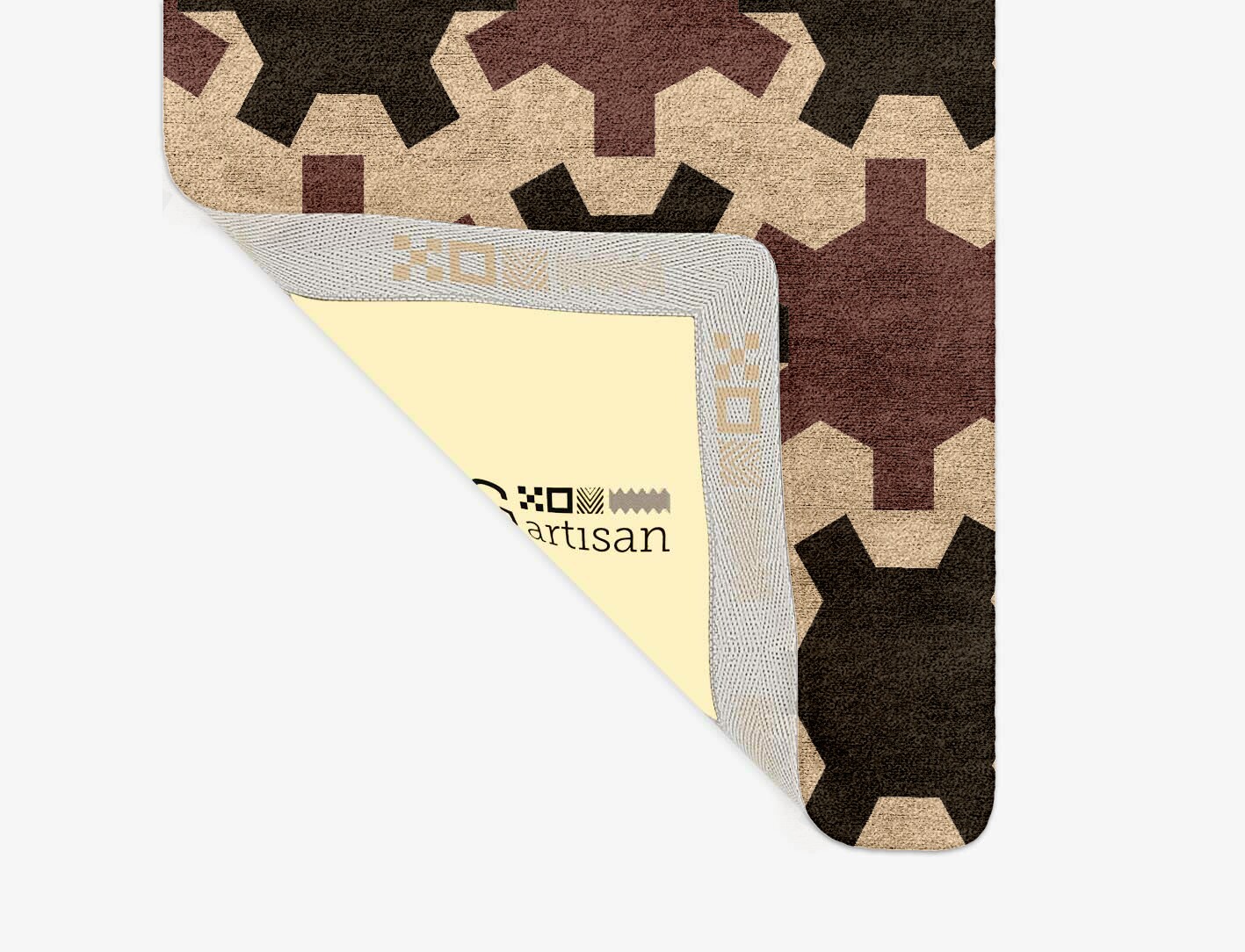 Gears Geometric Runner Hand Tufted Bamboo Silk Custom Rug by Rug Artisan