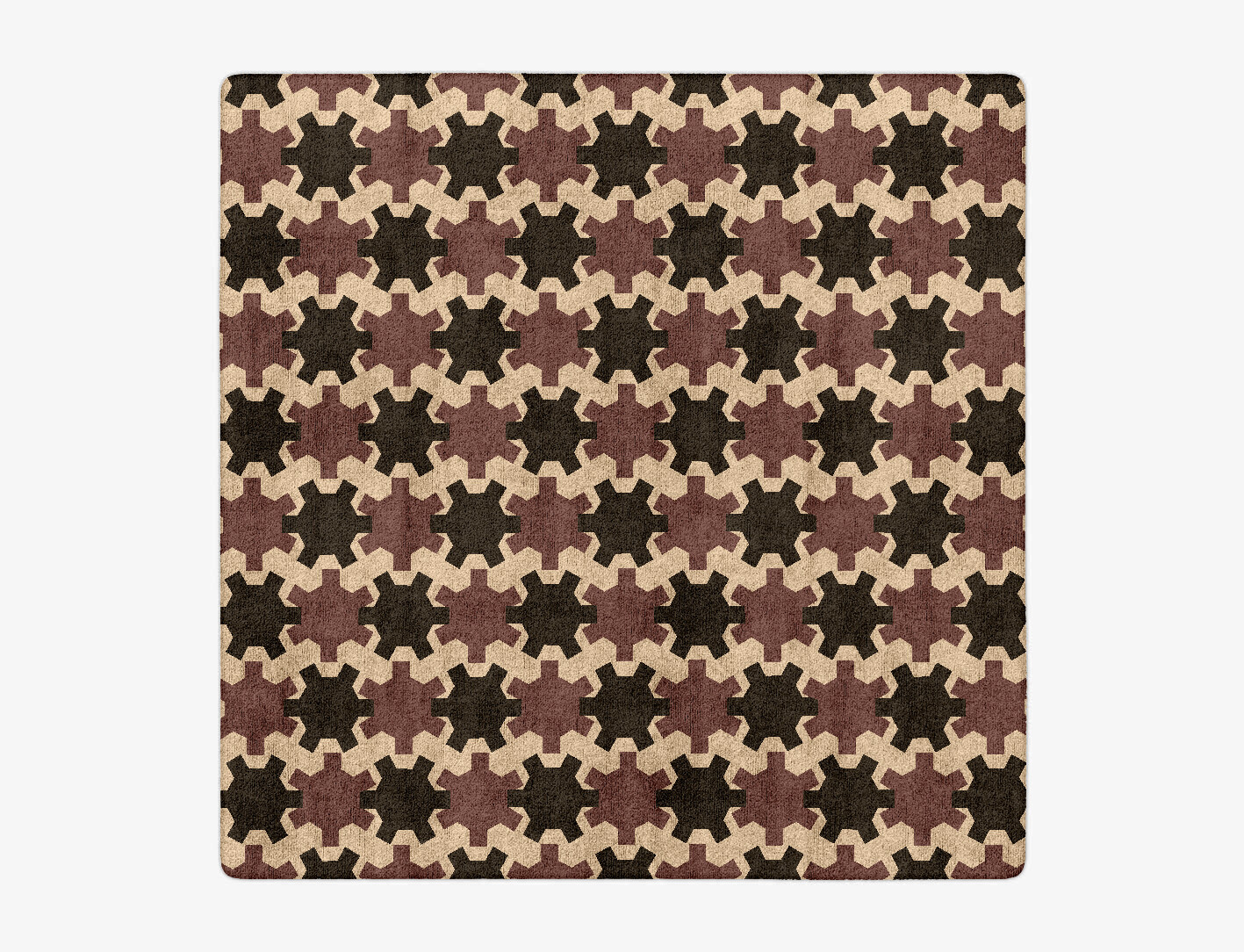 Gears Geometric Square Hand Tufted Bamboo Silk Custom Rug by Rug Artisan