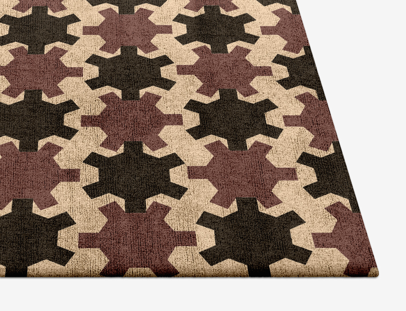 Gears Geometric Square Hand Tufted Bamboo Silk Custom Rug by Rug Artisan