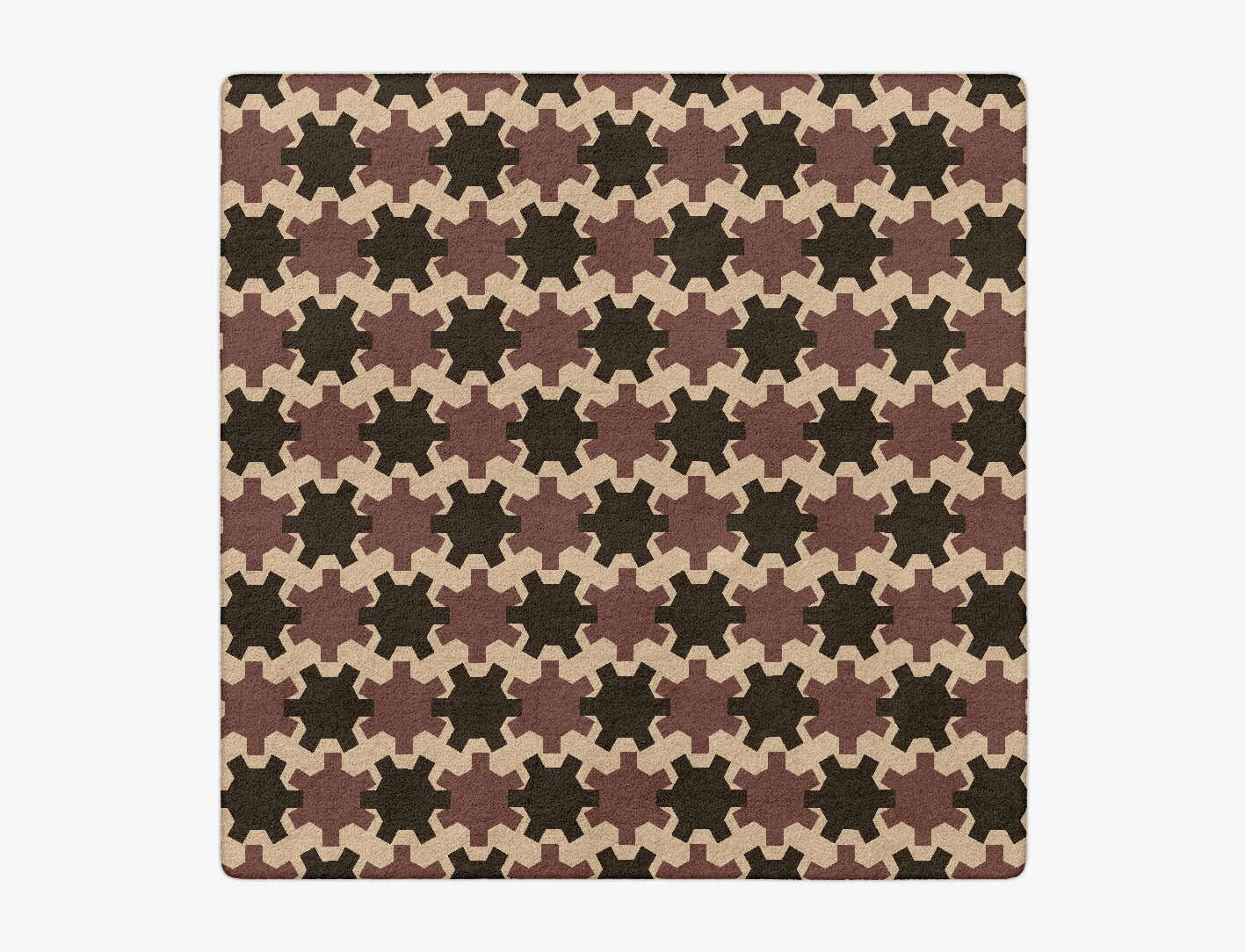 Gears Geometric Square Hand Tufted Pure Wool Custom Rug by Rug Artisan