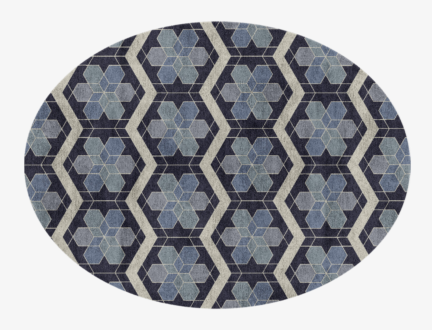 Geoflower Geometric Oval Hand Knotted Bamboo Silk Custom Rug by Rug Artisan