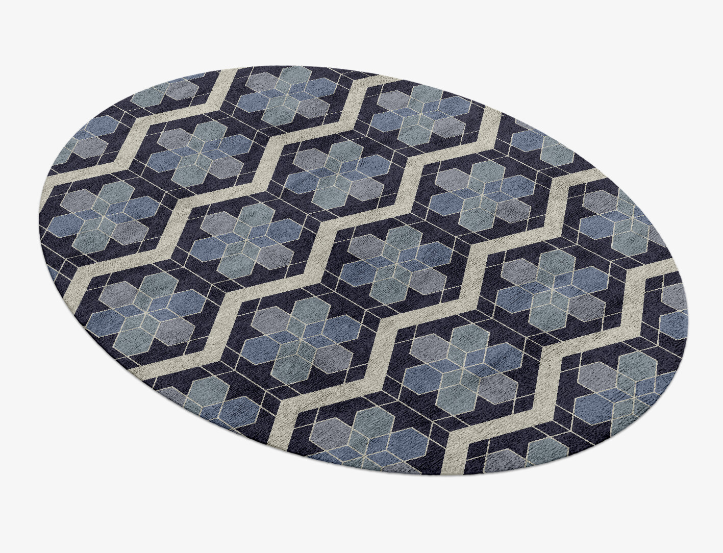 Geoflower Geometric Oval Hand Knotted Bamboo Silk Custom Rug by Rug Artisan