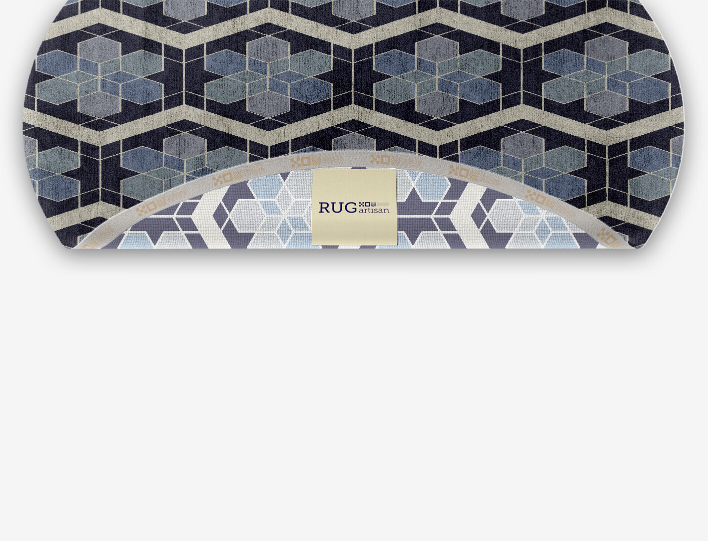 Geoflower Geometric Oval Hand Knotted Bamboo Silk Custom Rug by Rug Artisan