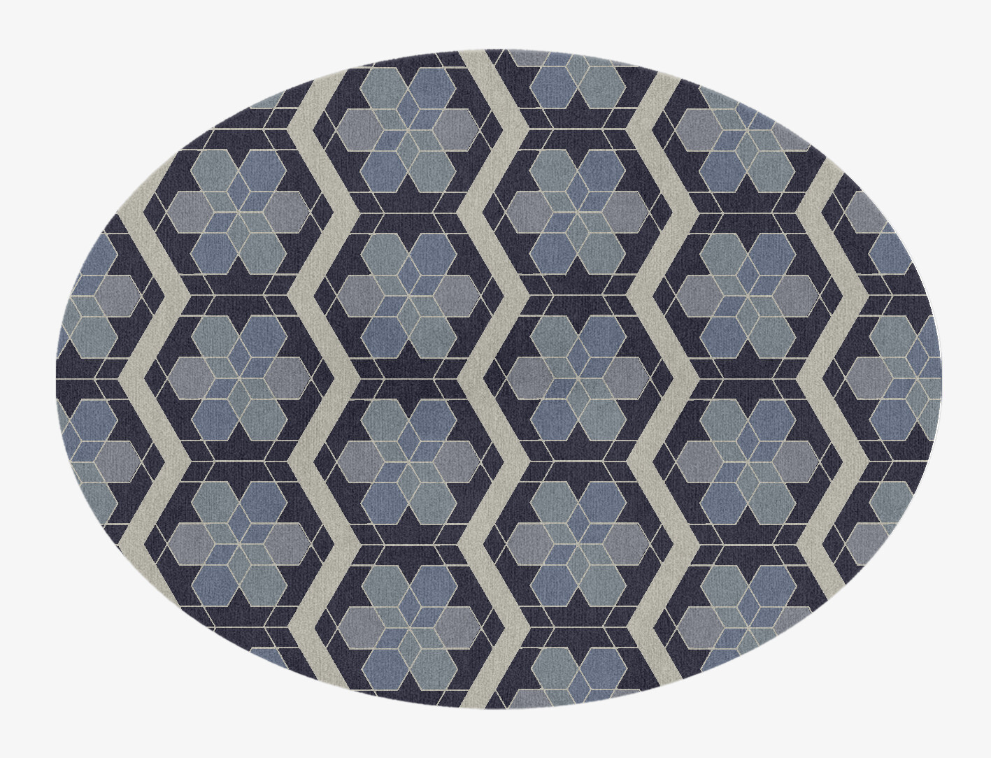 Geoflower Geometric Oval Hand Knotted Tibetan Wool Custom Rug by Rug Artisan