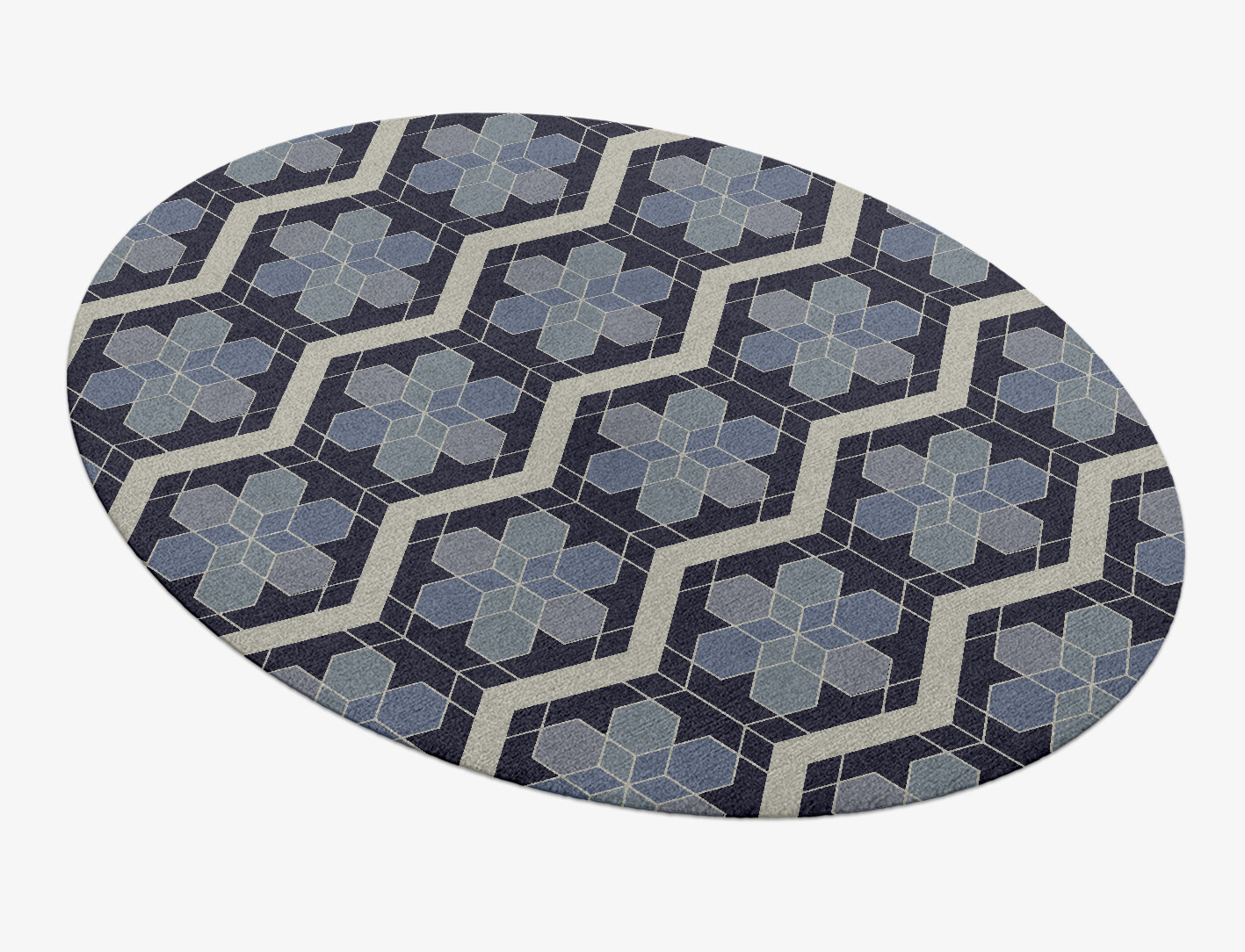Geoflower Geometric Oval Hand Knotted Tibetan Wool Custom Rug by Rug Artisan
