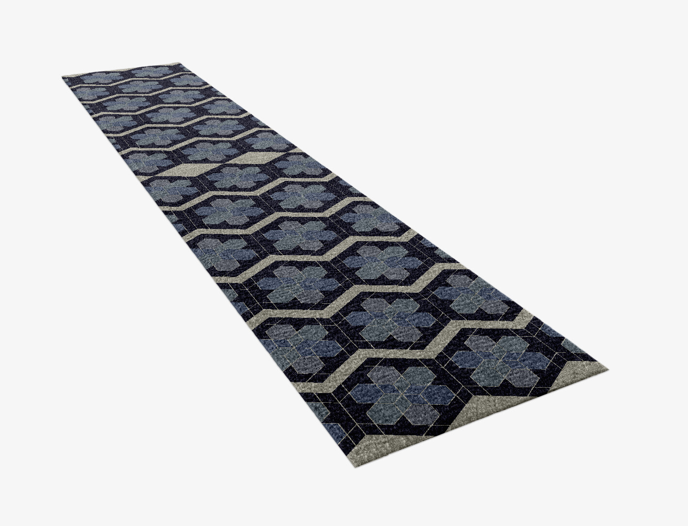 Geoflower Geometric Runner Hand Knotted Tibetan Wool Custom Rug by Rug Artisan
