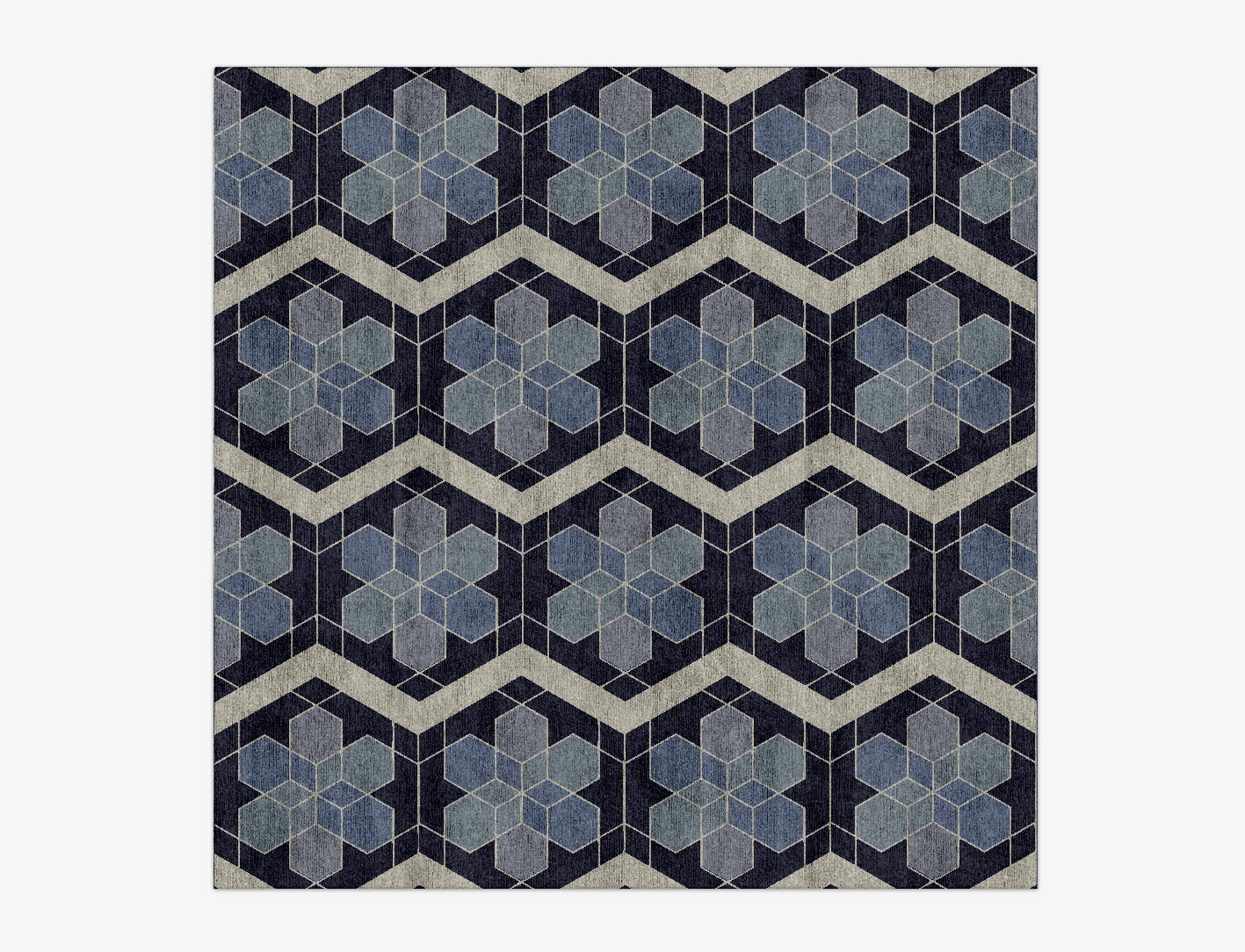 Geoflower Geometric Square Hand Knotted Bamboo Silk Custom Rug by Rug Artisan