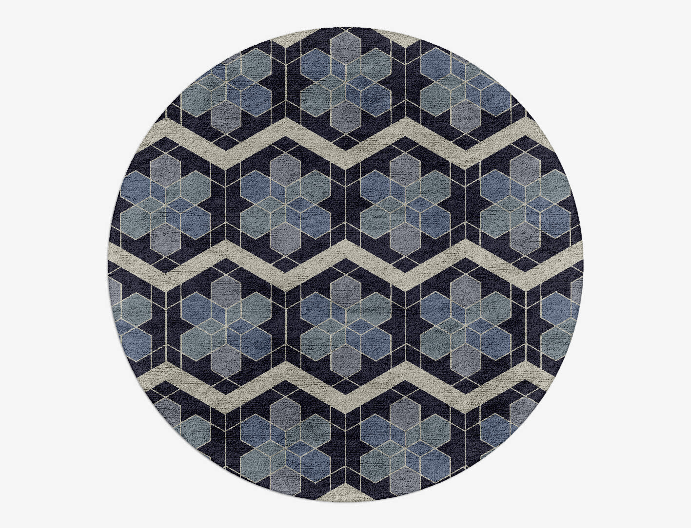 Geoflower Geometric Round Hand Tufted Bamboo Silk Custom Rug by Rug Artisan