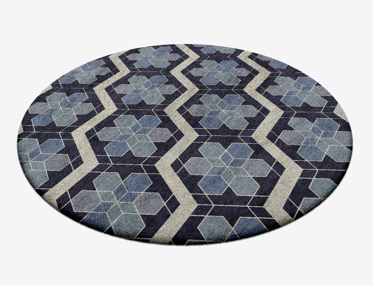 Geoflower Geometric Round Hand Tufted Bamboo Silk Custom Rug by Rug Artisan