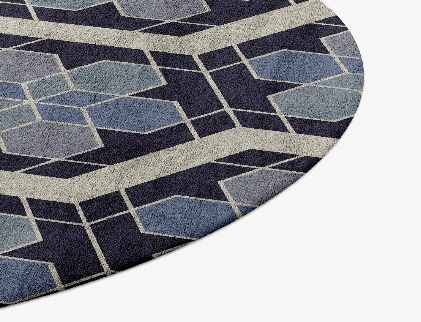 Geoflower Geometric Round Hand Tufted Bamboo Silk Custom Rug by Rug Artisan