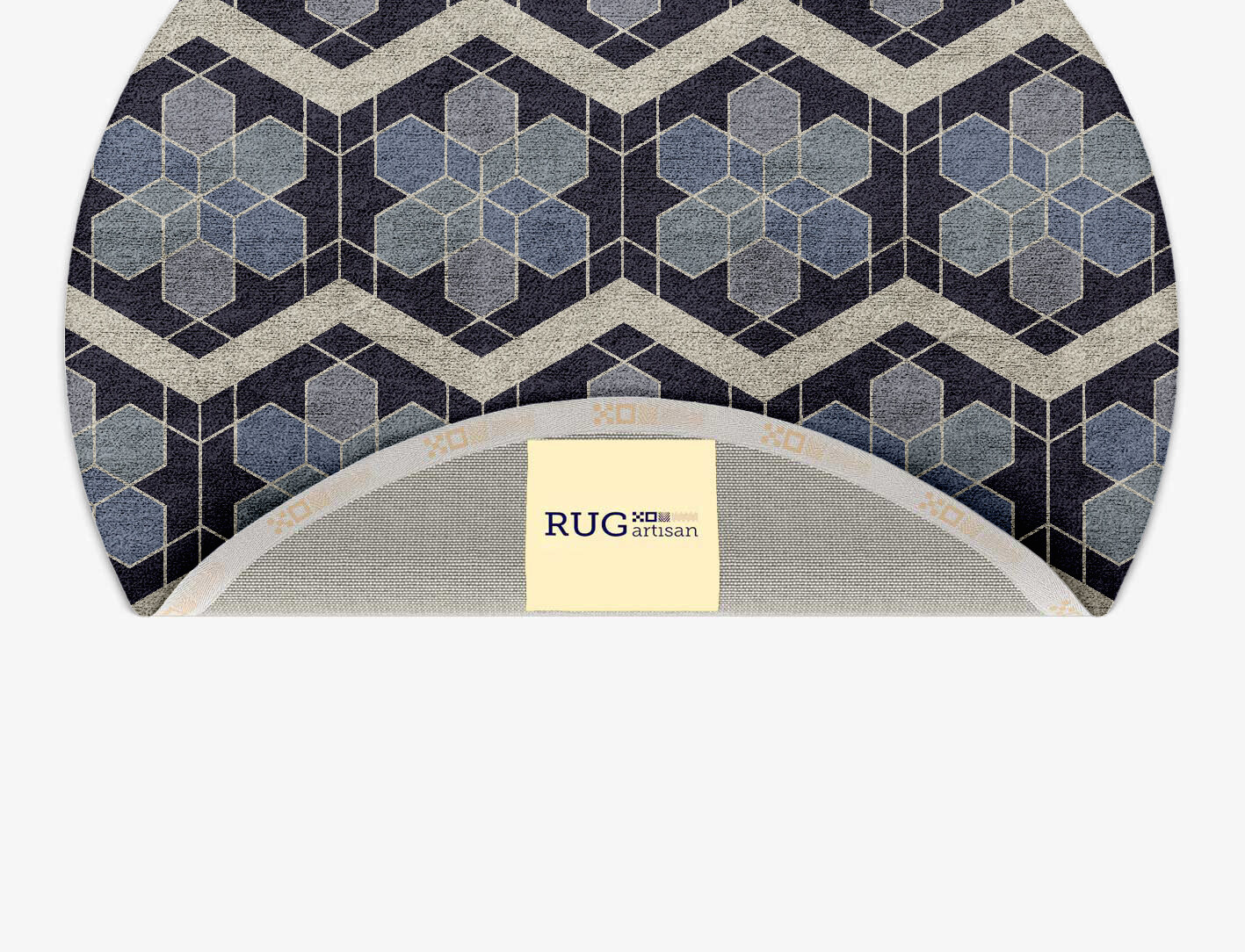 Geoflower Geometric Round Hand Tufted Bamboo Silk Custom Rug by Rug Artisan