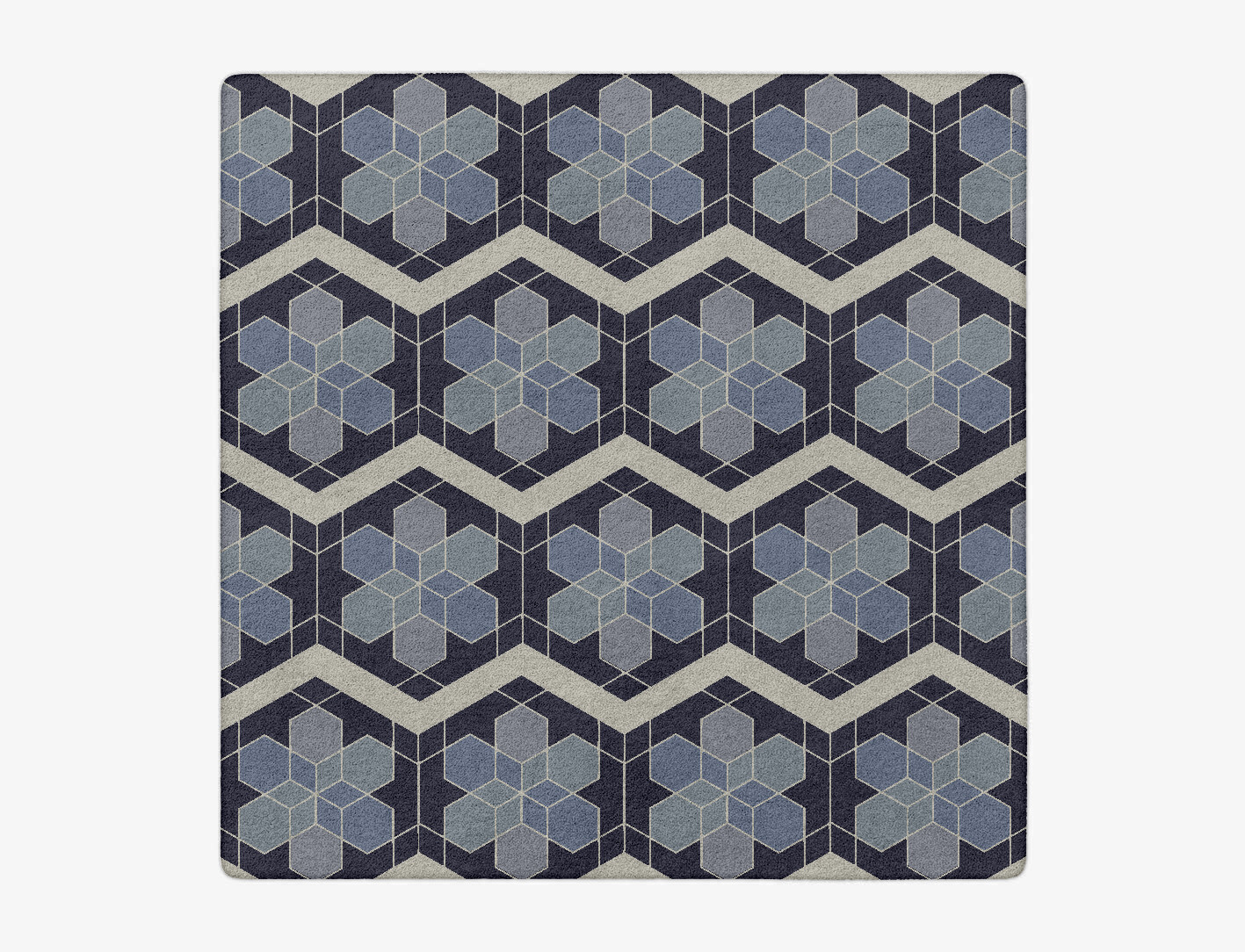 Geoflower Geometric Square Hand Tufted Pure Wool Custom Rug by Rug Artisan