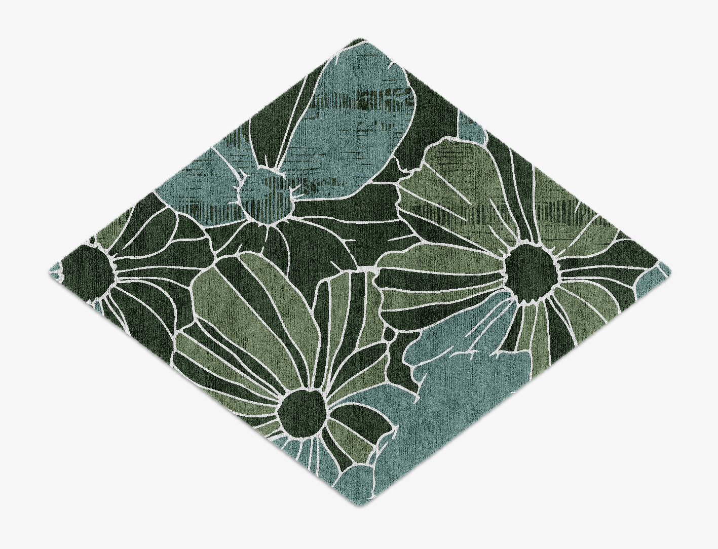 Gerbera Field of Flowers Diamond Hand Knotted Bamboo Silk Custom Rug by Rug Artisan