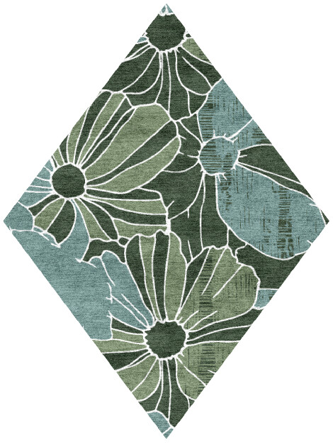 Gerbera Field of Flowers Diamond Hand Knotted Bamboo Silk Custom Rug by Rug Artisan