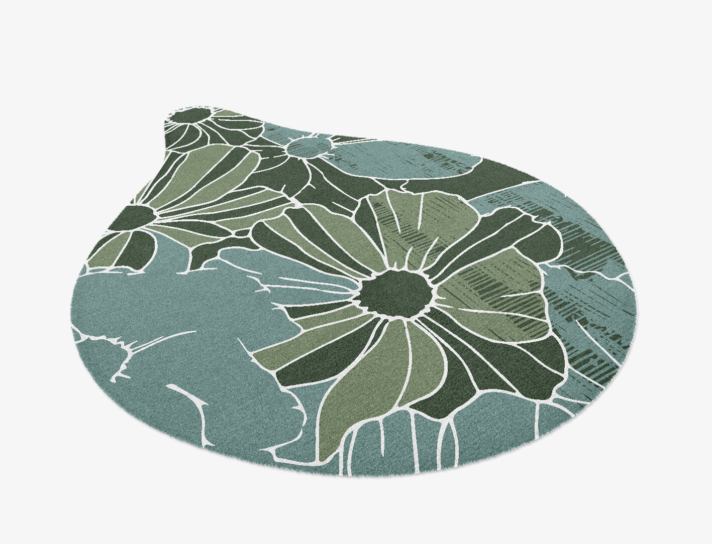 Gerbera Field of Flowers Drop Hand Knotted Tibetan Wool Custom Rug by Rug Artisan