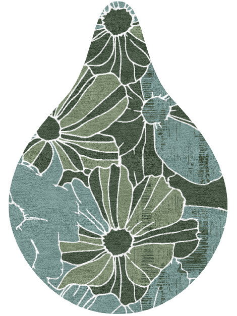Gerbera Field of Flowers Drop Hand Knotted Tibetan Wool Custom Rug by Rug Artisan