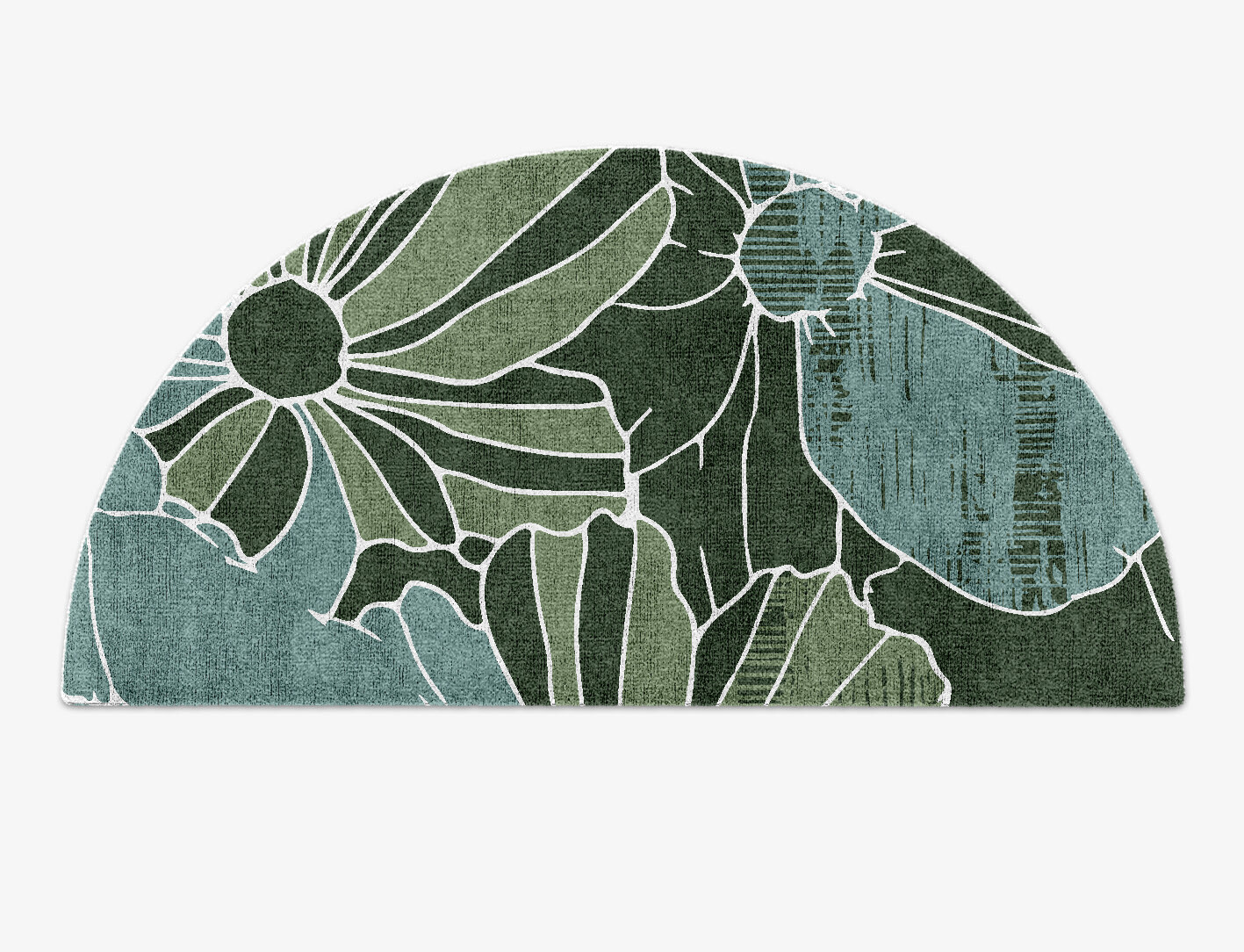 Gerbera Field of Flowers Halfmoon Hand Knotted Bamboo Silk Custom Rug by Rug Artisan