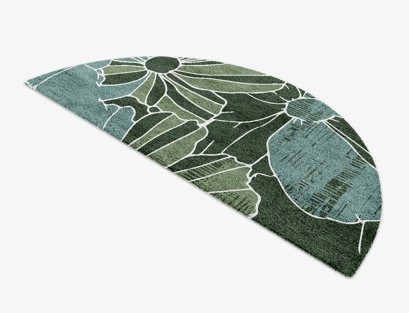 Gerbera Field of Flowers Halfmoon Hand Knotted Bamboo Silk Custom Rug by Rug Artisan
