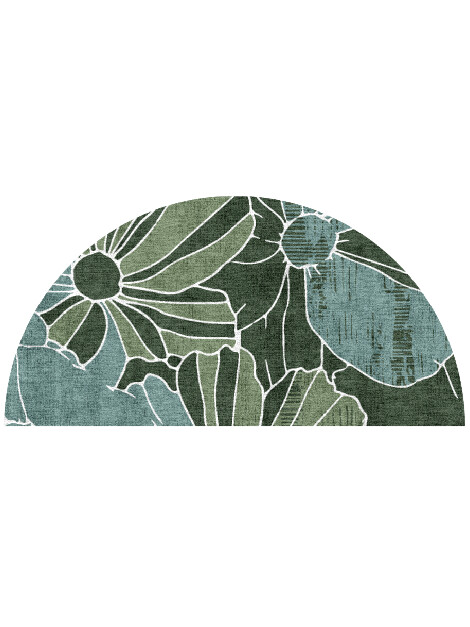Gerbera Field of Flowers Halfmoon Hand Knotted Bamboo Silk Custom Rug by Rug Artisan