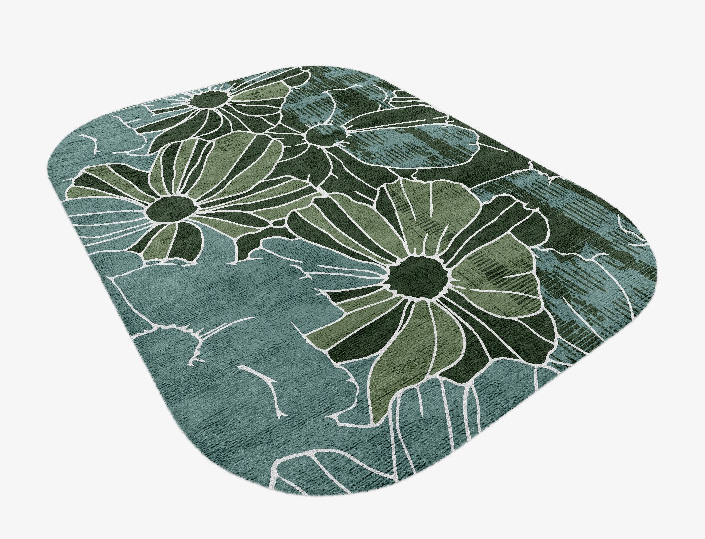 Gerbera Field of Flowers Oblong Hand Knotted Bamboo Silk Custom Rug by Rug Artisan