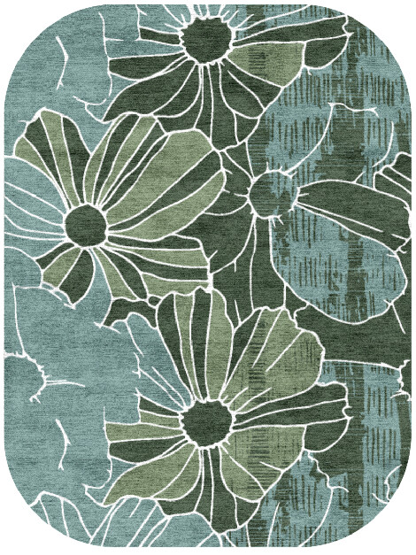 Gerbera Field of Flowers Oblong Hand Knotted Bamboo Silk Custom Rug by Rug Artisan