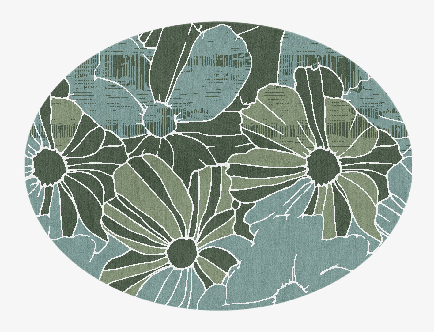 Gerbera Field of Flowers Oval Hand Knotted Tibetan Wool Custom Rug by Rug Artisan