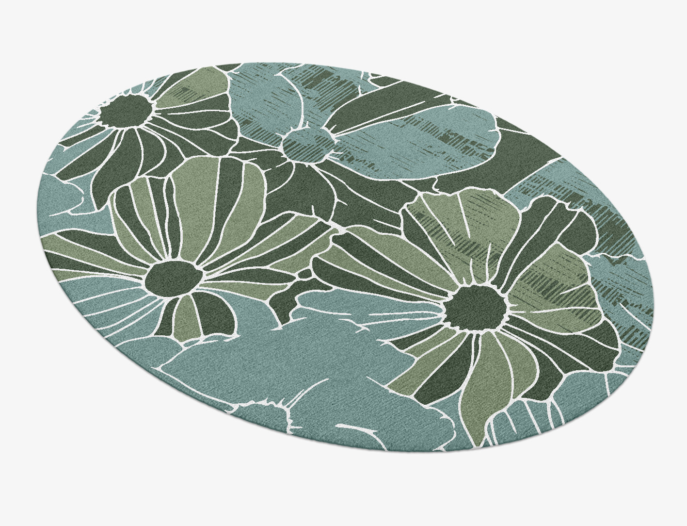 Gerbera Field of Flowers Oval Hand Knotted Tibetan Wool Custom Rug by Rug Artisan