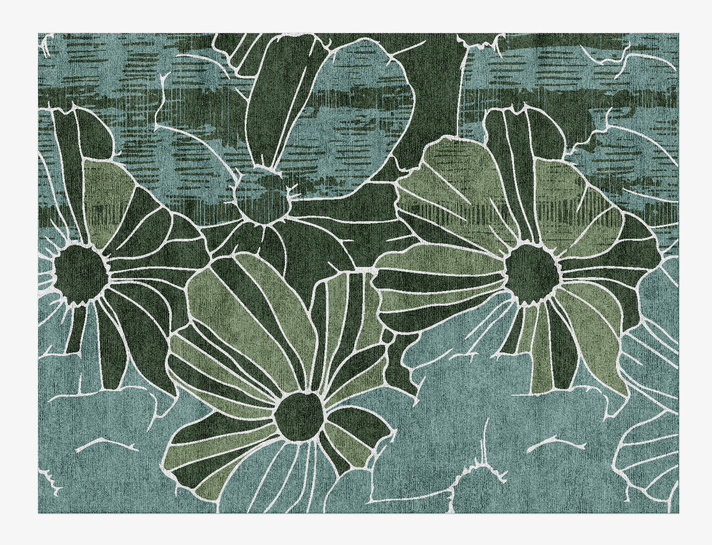 Gerbera Field of Flowers Rectangle Hand Knotted Bamboo Silk Custom Rug by Rug Artisan