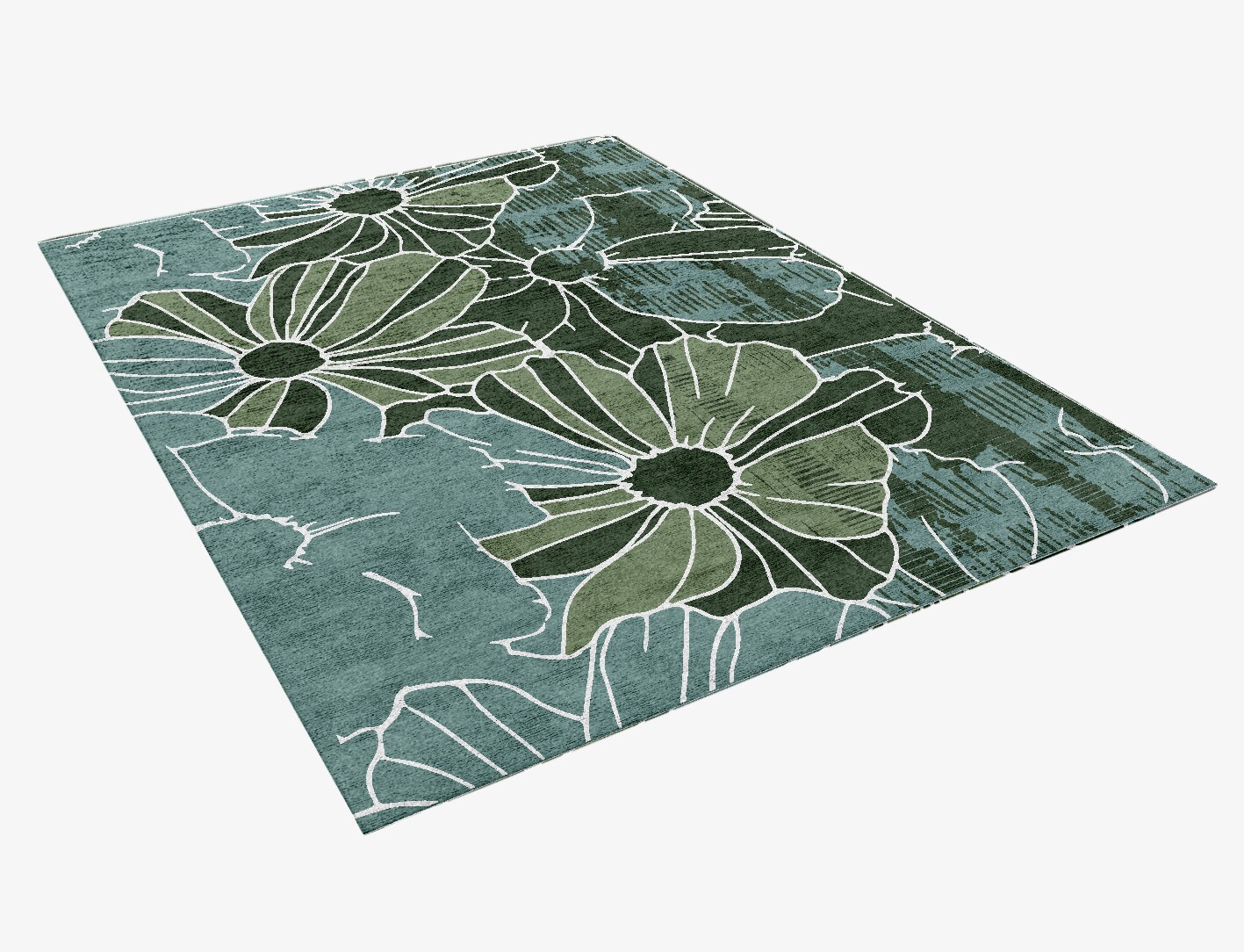 Gerbera Field of Flowers Rectangle Hand Knotted Bamboo Silk Custom Rug by Rug Artisan