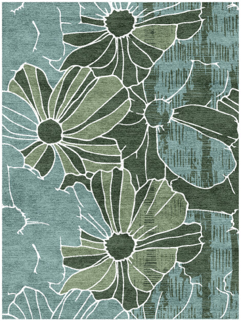 Gerbera Field of Flowers Rectangle Hand Knotted Bamboo Silk Custom Rug by Rug Artisan