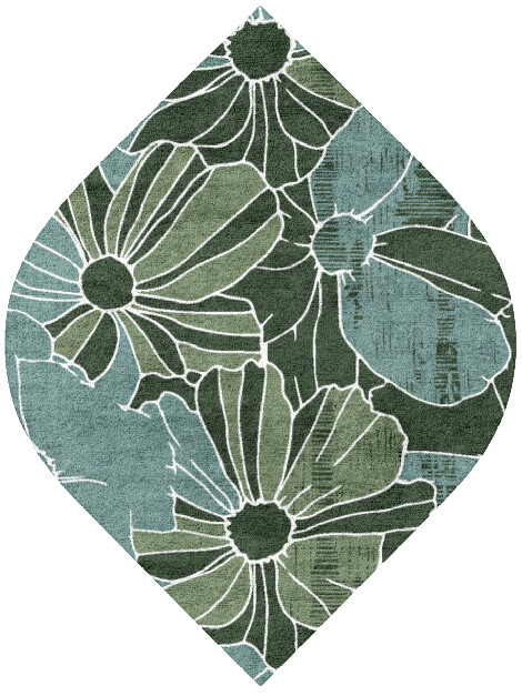 Gerbera Field of Flowers Ogee Hand Tufted Bamboo Silk Custom Rug by Rug Artisan