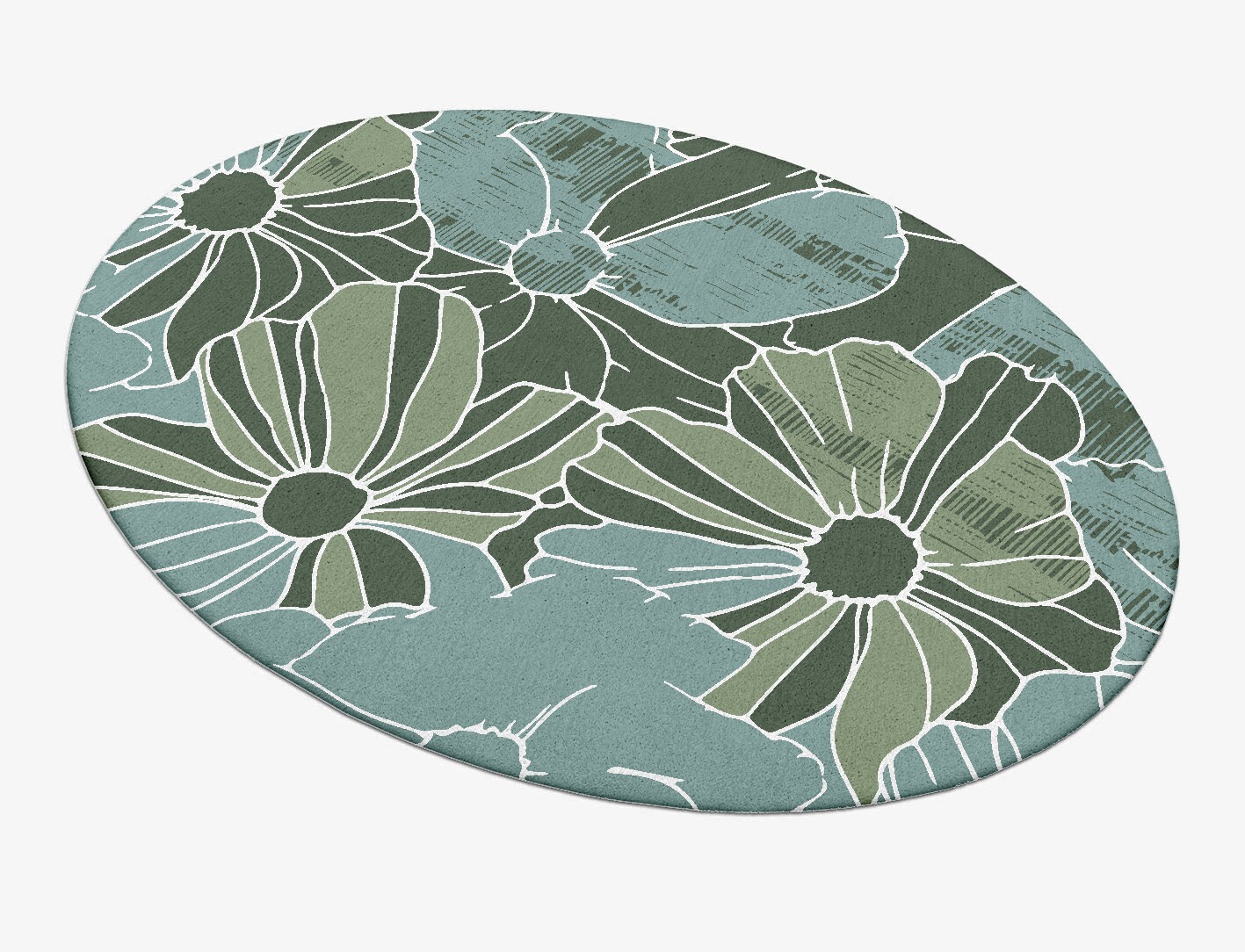 Gerbera Field of Flowers Oval Hand Tufted Pure Wool Custom Rug by Rug Artisan