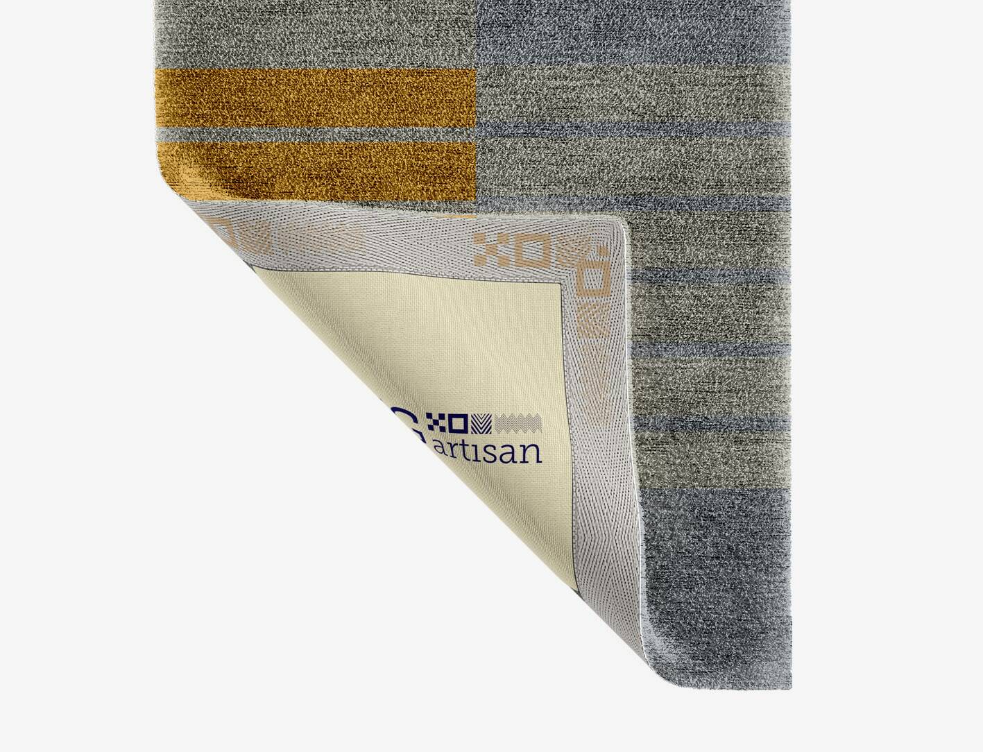 Gin&Tonic Geometric Runner Hand Knotted Bamboo Silk Custom Rug by Rug Artisan