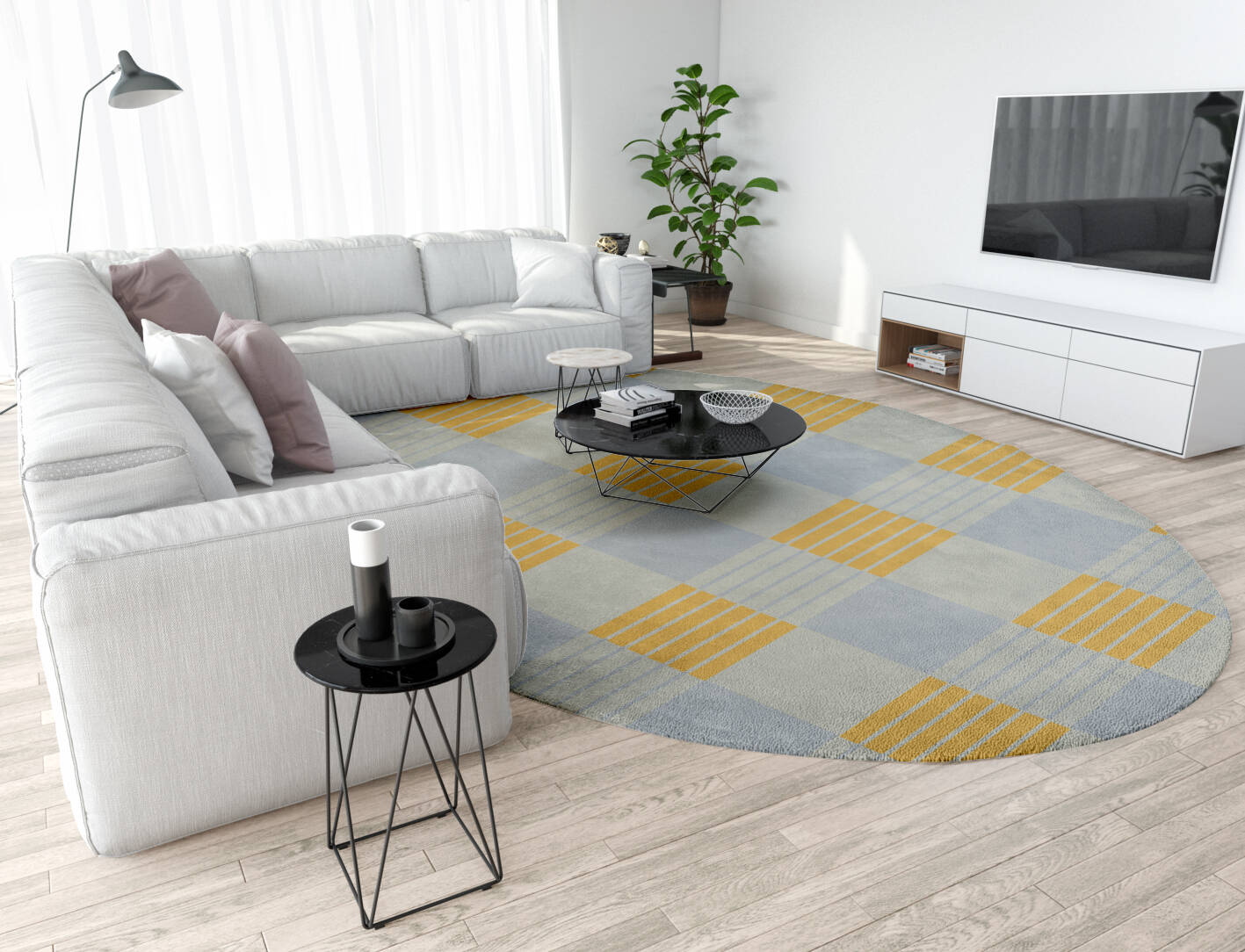 Gin&Tonic Geometric Oval Hand Tufted Pure Wool Custom Rug by Rug Artisan