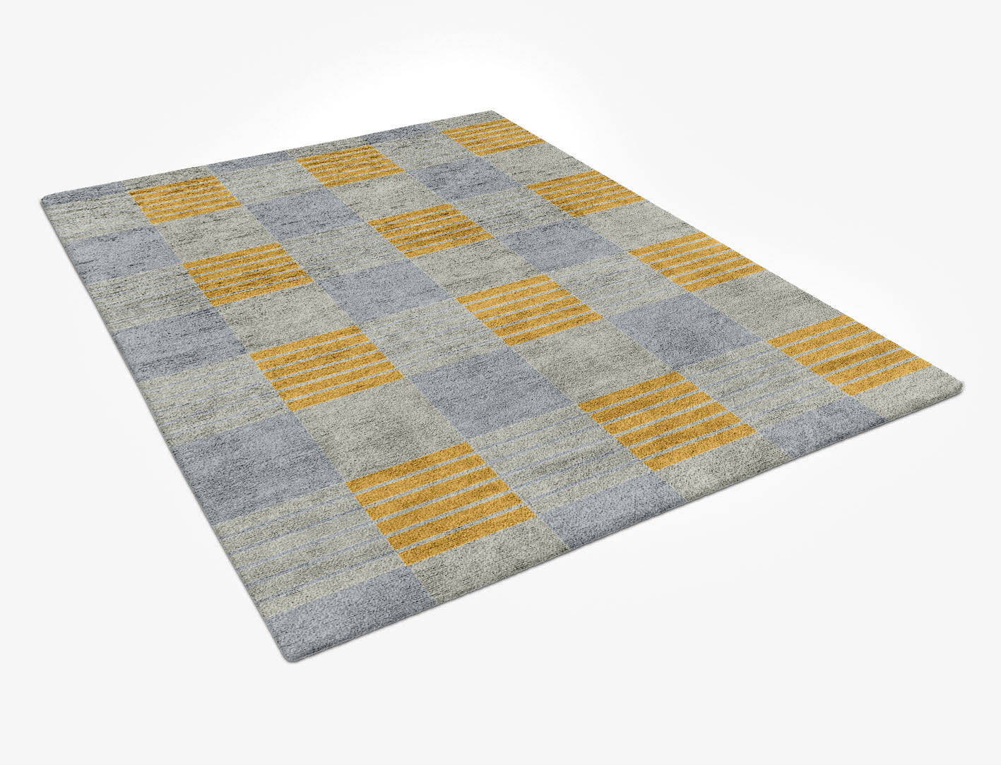 Gin&Tonic Geometric Rectangle Hand Tufted Bamboo Silk Custom Rug by Rug Artisan