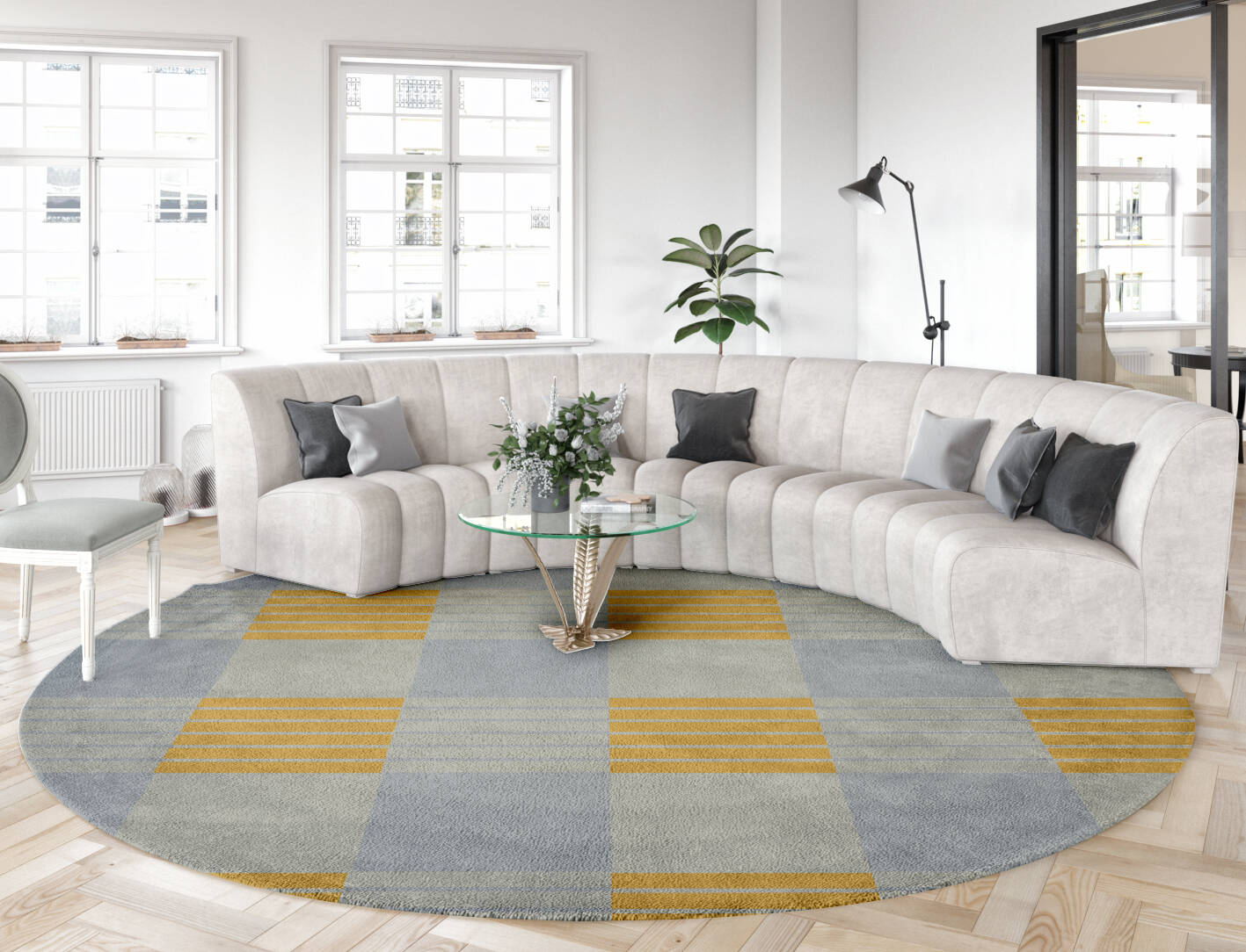 Gin&Tonic Geometric Round Hand Tufted Pure Wool Custom Rug by Rug Artisan