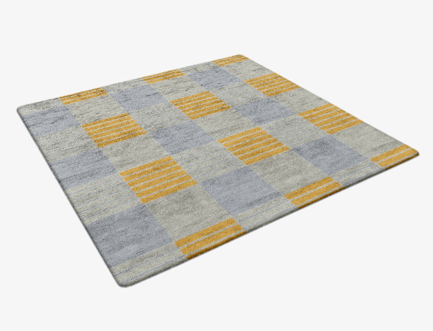 Gin&Tonic Geometric Square Hand Tufted Bamboo Silk Custom Rug by Rug Artisan