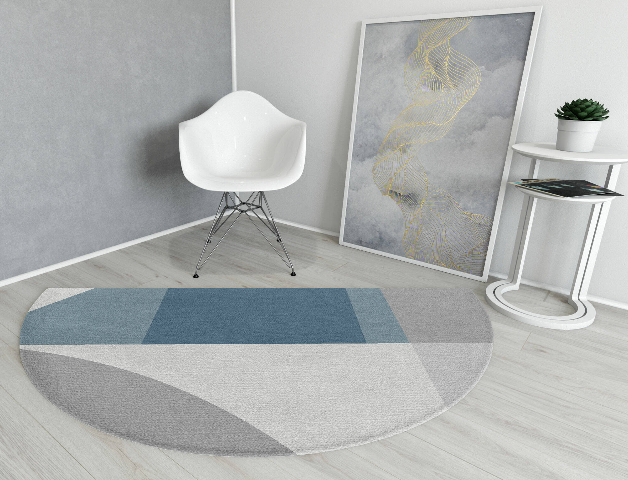 Glacial  Halfmoon Hand Knotted Tibetan Wool Custom Rug by Rug Artisan