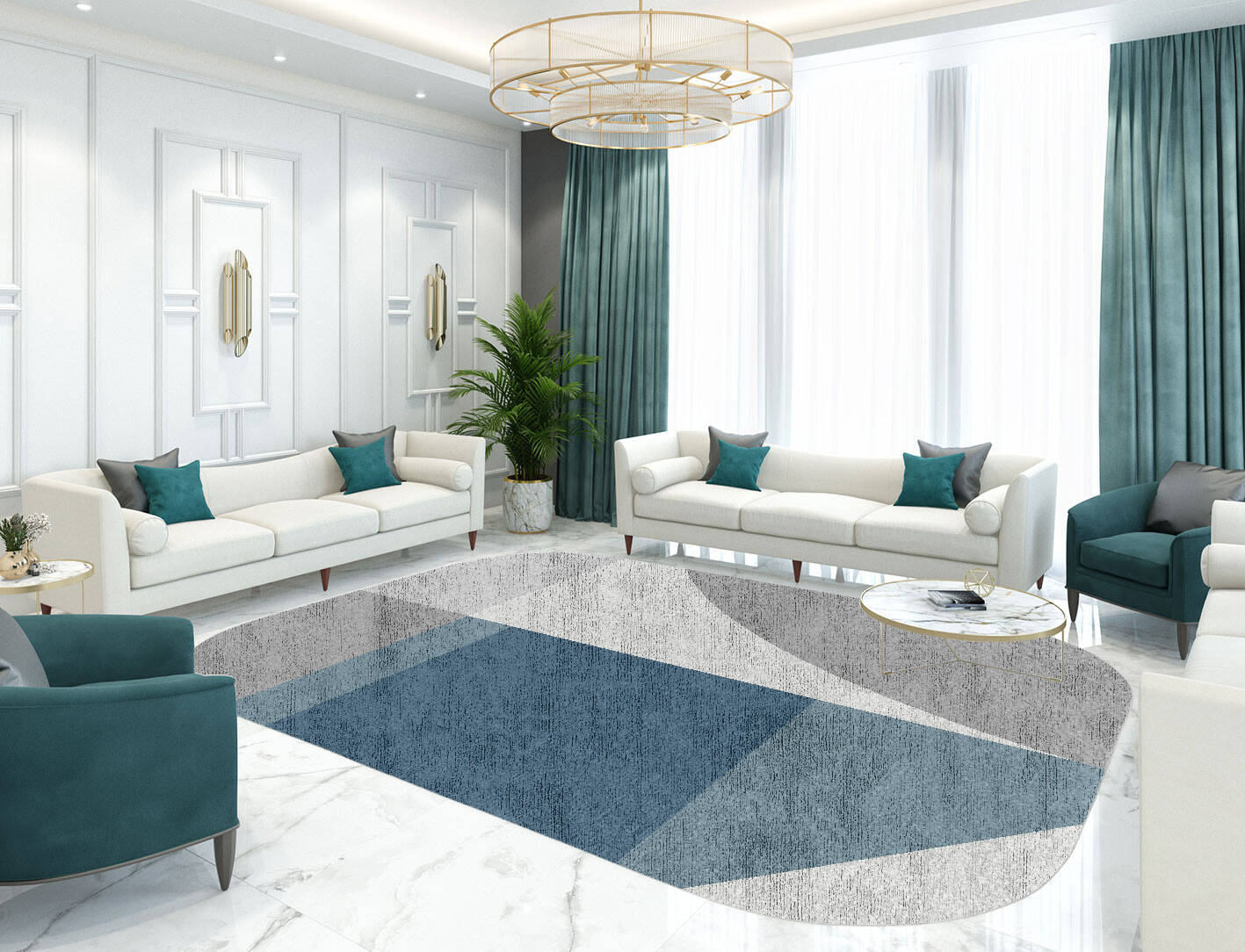 Glacial  Oblong Hand Knotted Bamboo Silk Custom Rug by Rug Artisan