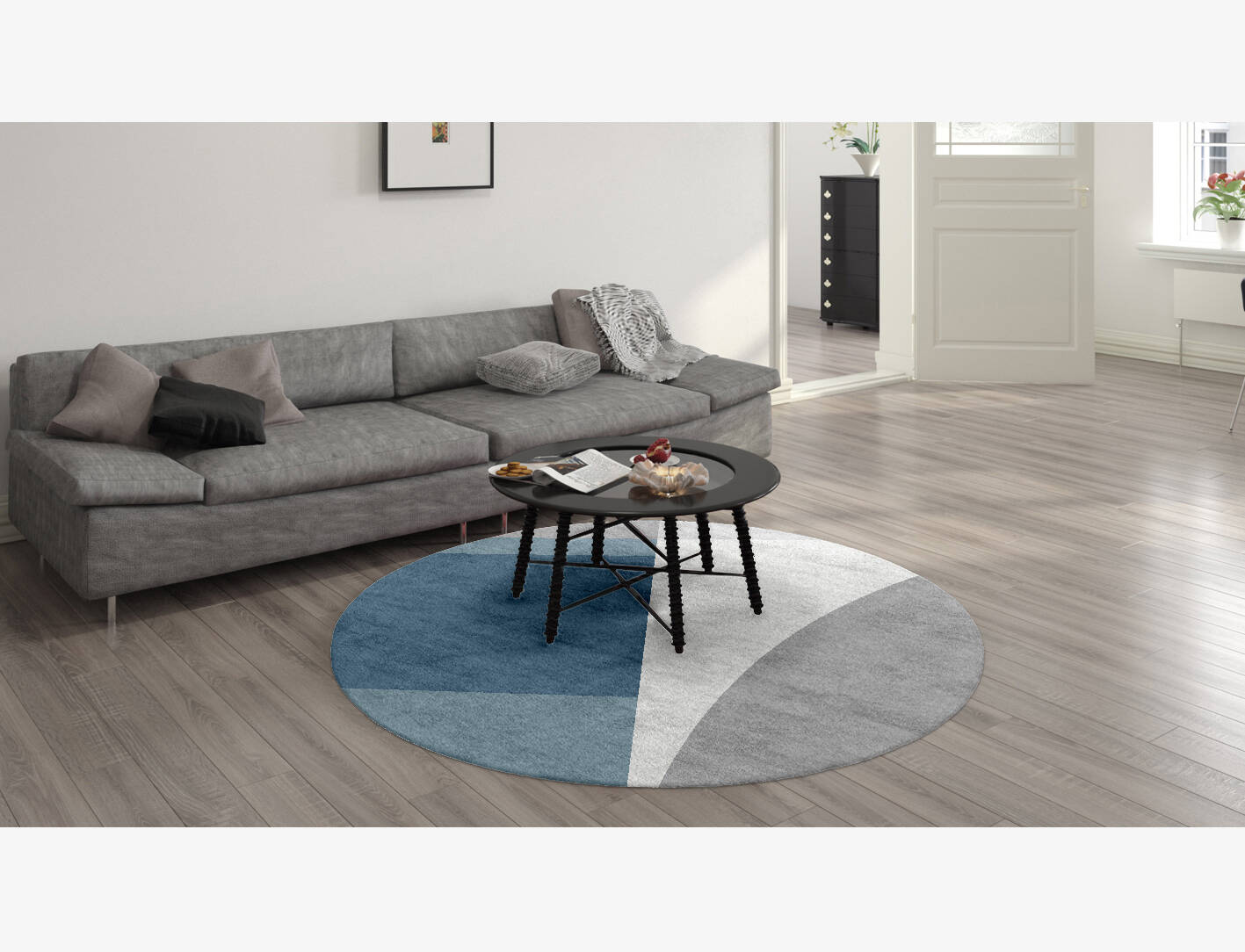 Glacial  Round Hand Knotted Bamboo Silk Custom Rug by Rug Artisan