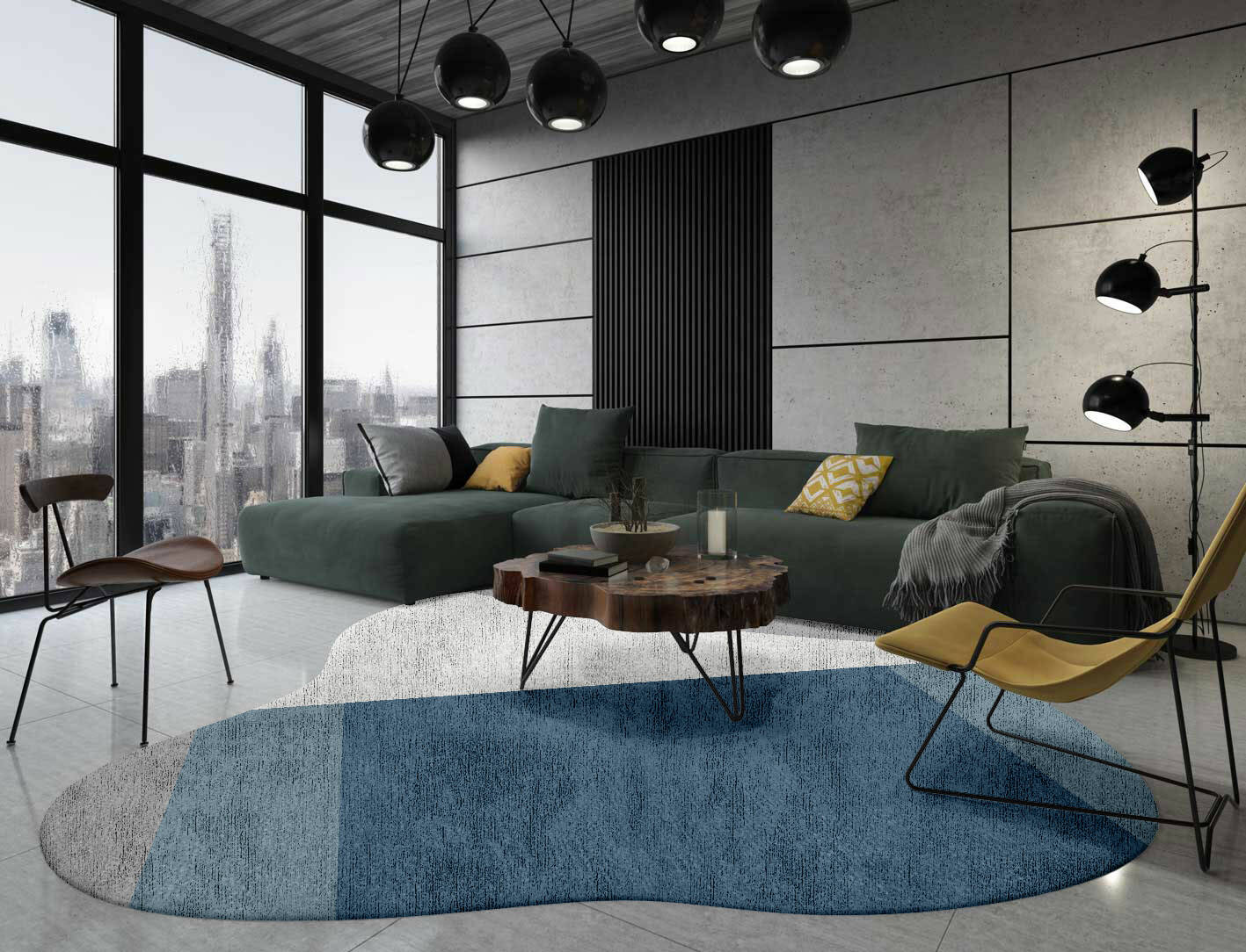 Glacial  Splash Hand Knotted Bamboo Silk Custom Rug by Rug Artisan