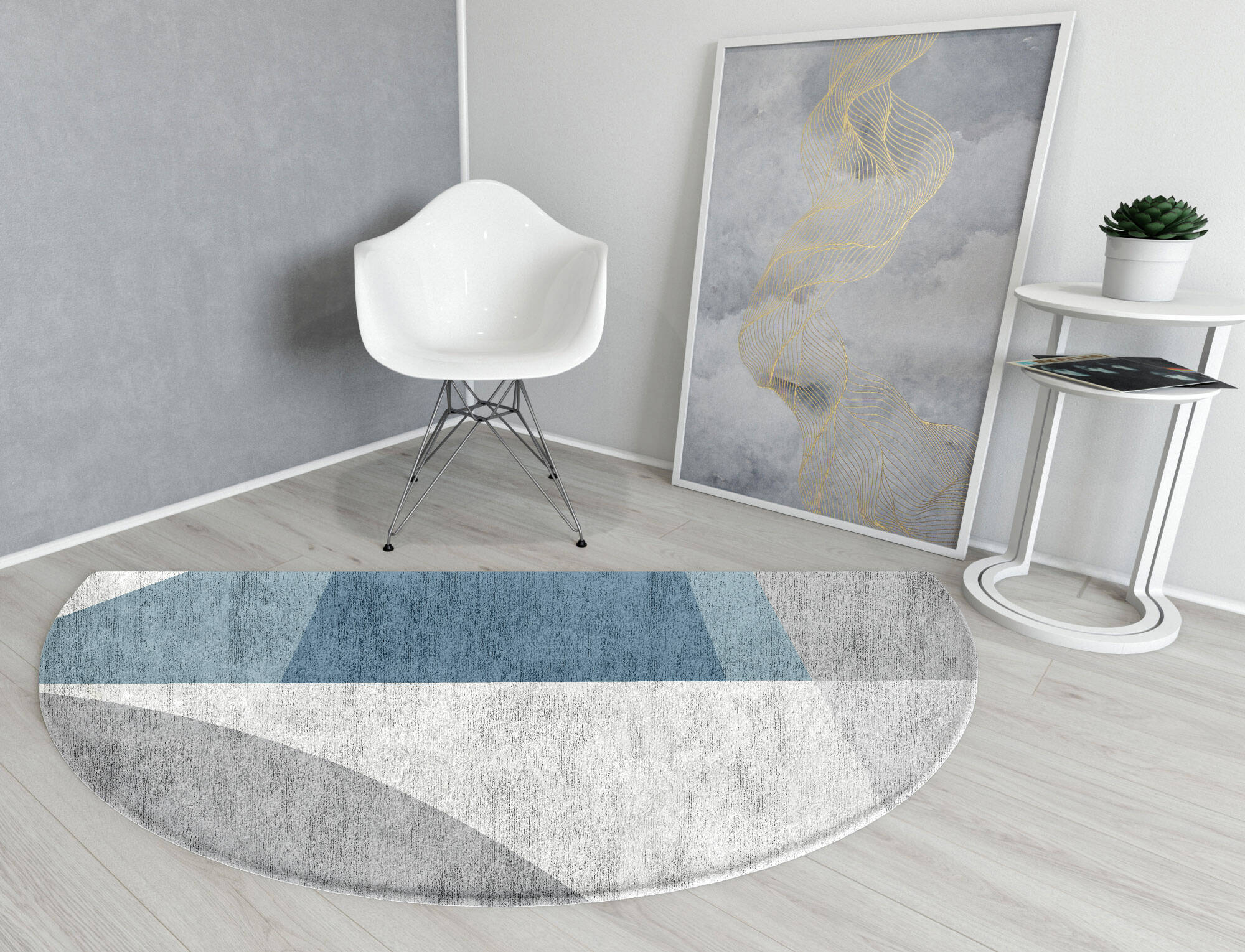Glacial  Halfmoon Hand Tufted Bamboo Silk Custom Rug by Rug Artisan