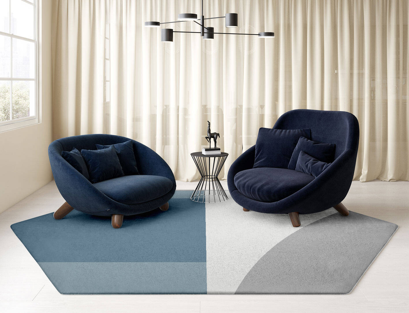 Glacial  Hexagon Hand Tufted Pure Wool Custom Rug by Rug Artisan