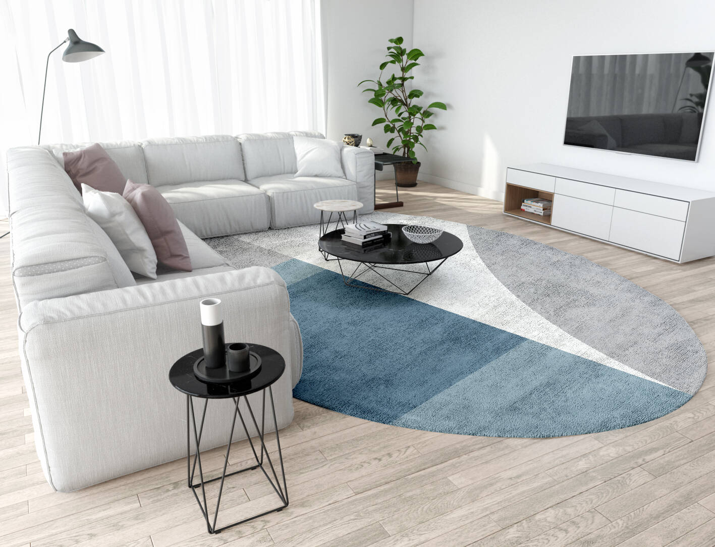 Glacial  Oval Hand Tufted Bamboo Silk Custom Rug by Rug Artisan