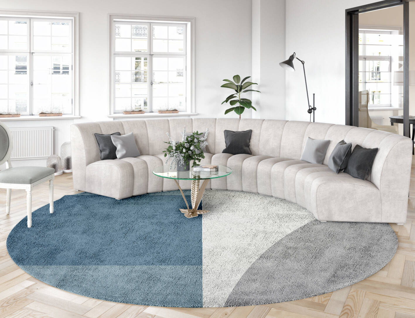Glacial  Round Hand Tufted Bamboo Silk Custom Rug by Rug Artisan