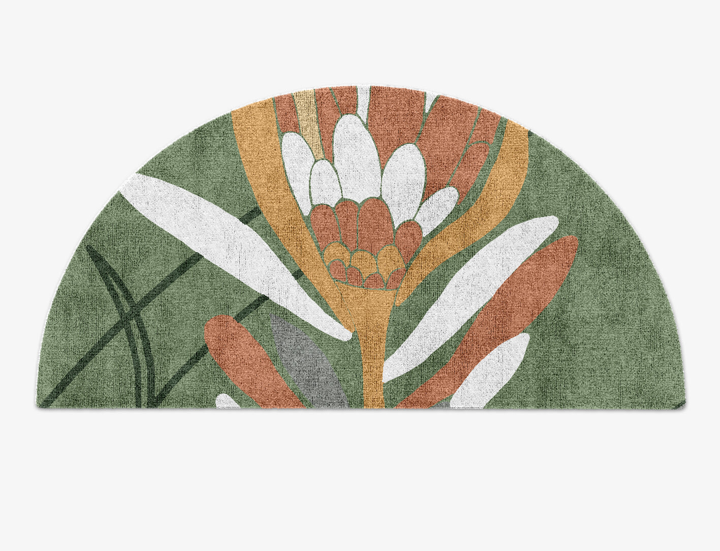 Gladdon Field of Flowers Halfmoon Hand Knotted Bamboo Silk Custom Rug by Rug Artisan